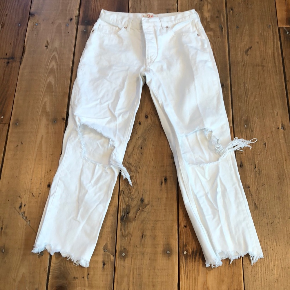 EUC Free People high rise cropped mom jeans